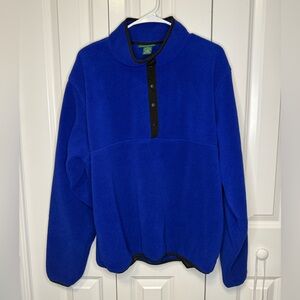 Vintage L.L.Bean Blue Snap Button Fleece Pullover Jacket Mens Size Large